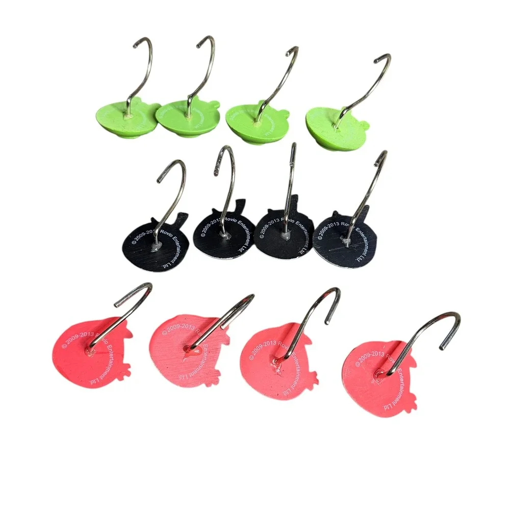 Angry Birds Shower Curtain Hooks Set of 12 Rovio 2013 Red Black Green Pig Decor